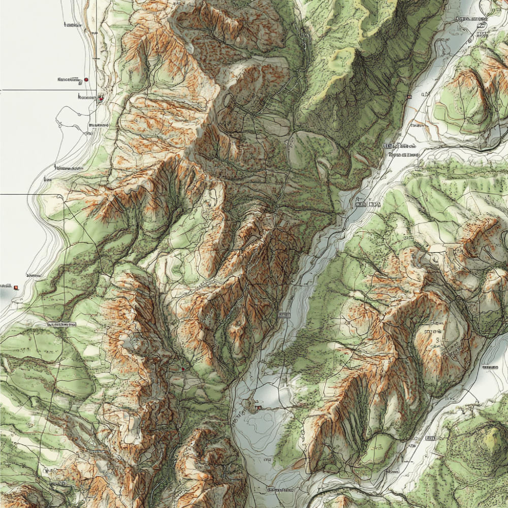 Hands tracing contour lines on a printed topographic map with a pencil