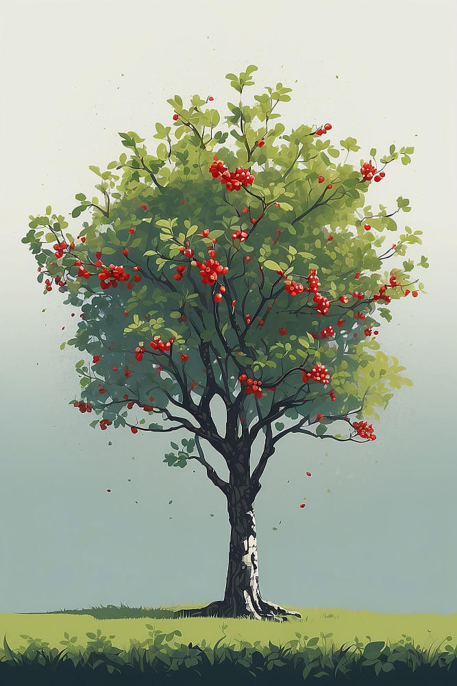 Close-up of crataegus leaves and berries showing the plant's distinctive features