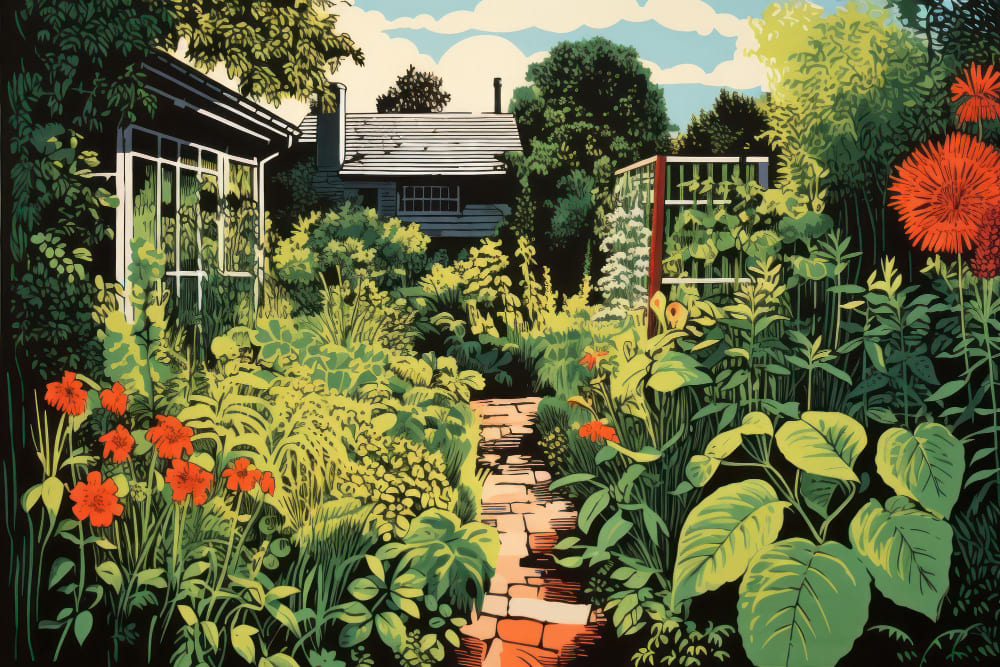 Hand-drawn permaculture garden design map with zones marked out