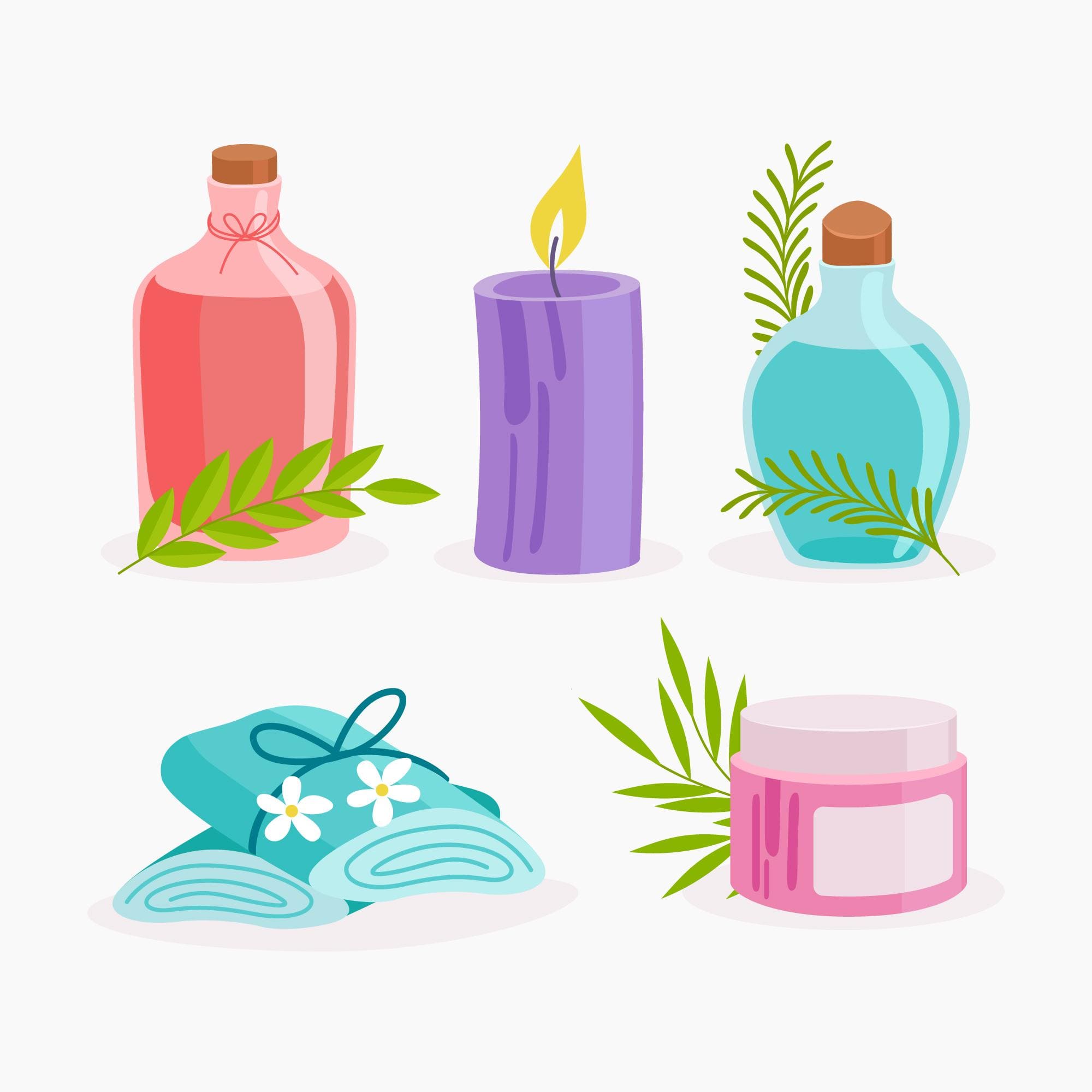 Essential oil bottles beside a clean laundry basket with fresh white linen