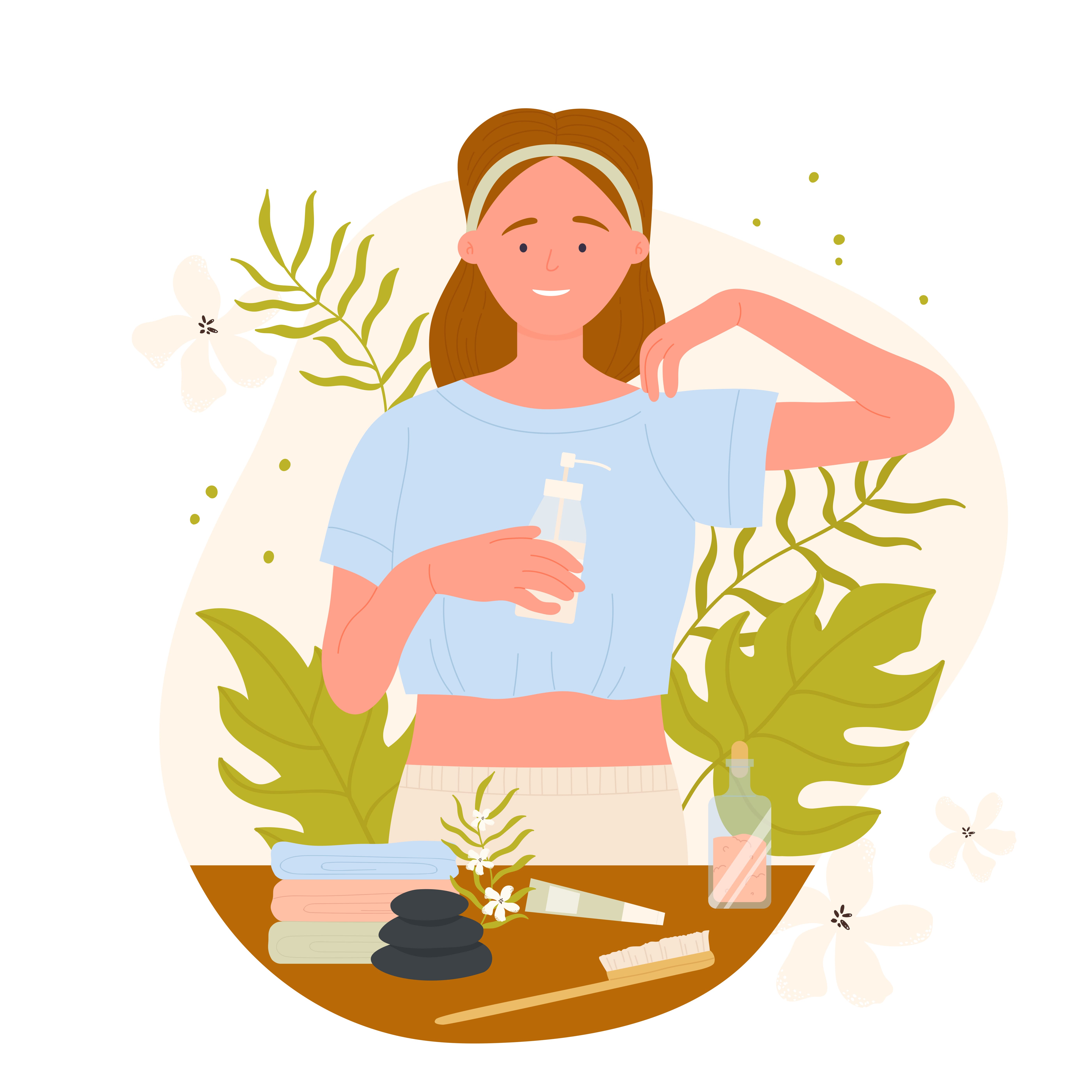 A person applying diluted essential oil blend to a skin rash for natural relief