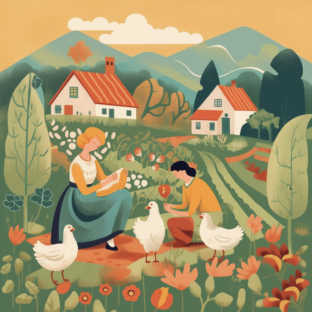 A simple illustrated poster explaining what permaculture means with the three ethics shown